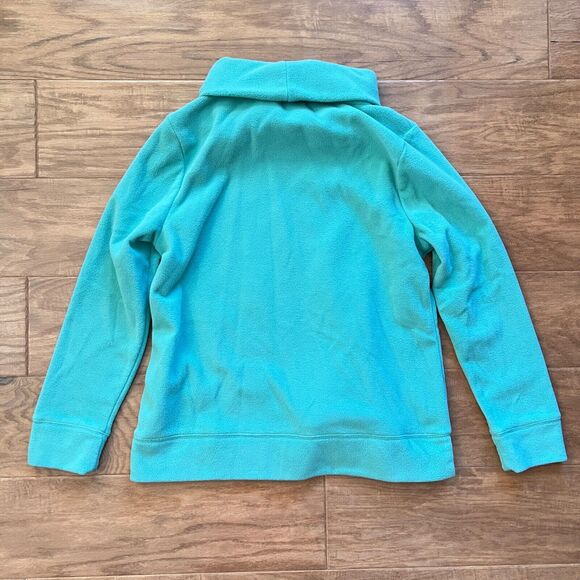 Talbots Sweatshirt Size L Teal Green Fleece Cowl Neck Pullover - Picture 2 of 6